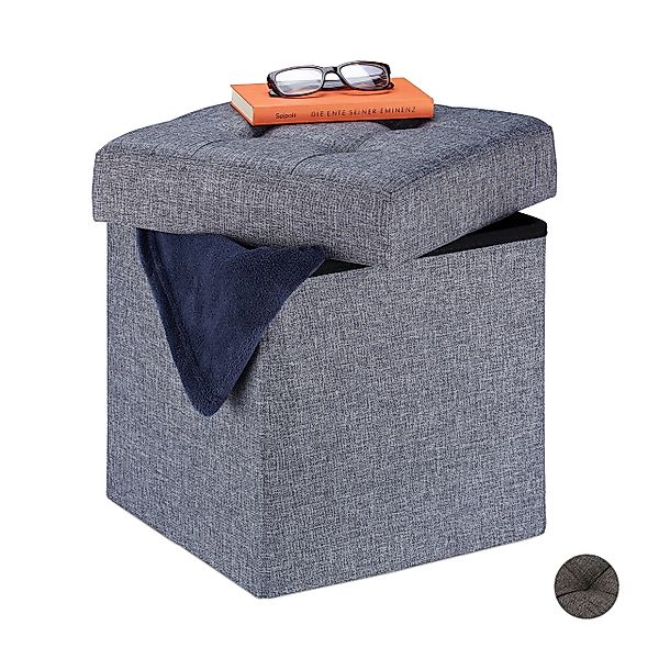 relaxdays Sitzhocker mit Stauraum, Dunkelgrau günstig online kaufen