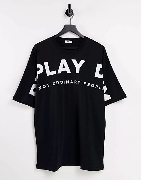 Replay – Oversize-T-Shirt in Schwarz mit Logo günstig online kaufen