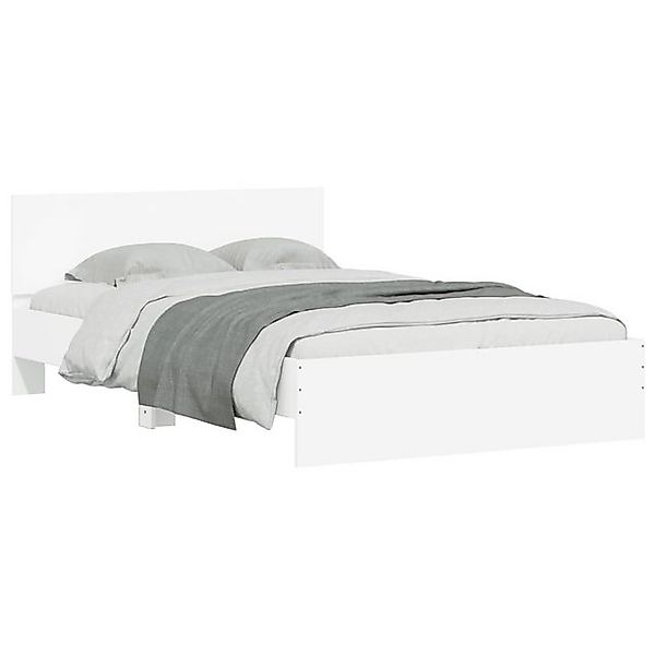 vidaXL Bett Bettgestell mit Kopfteil LED-Beleuchtung Weiß 135x190 cm günstig online kaufen