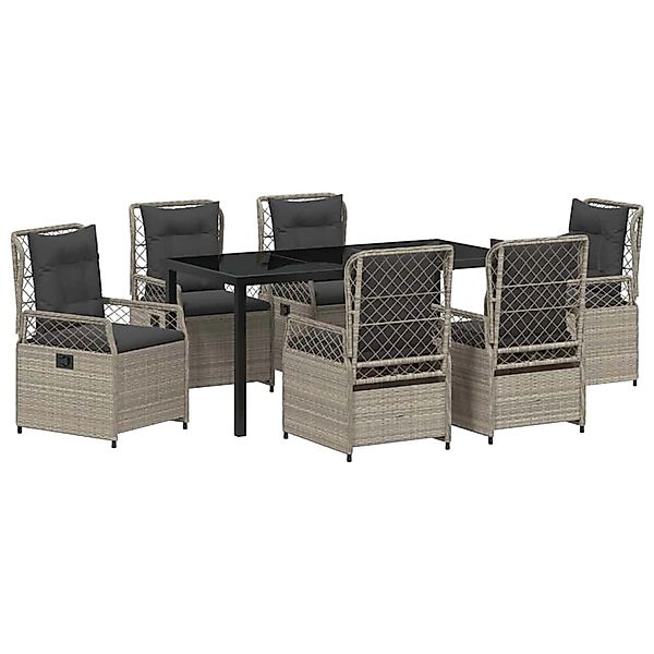 vidaXL Garten Essgruppe 7-Tlg Hellgrau Poly Rattan 3381020 günstig online kaufen