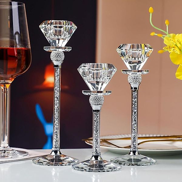 LuxusKollektion Kerzenständer Kristall Kerzenständer Set Diamantform günstig online kaufen