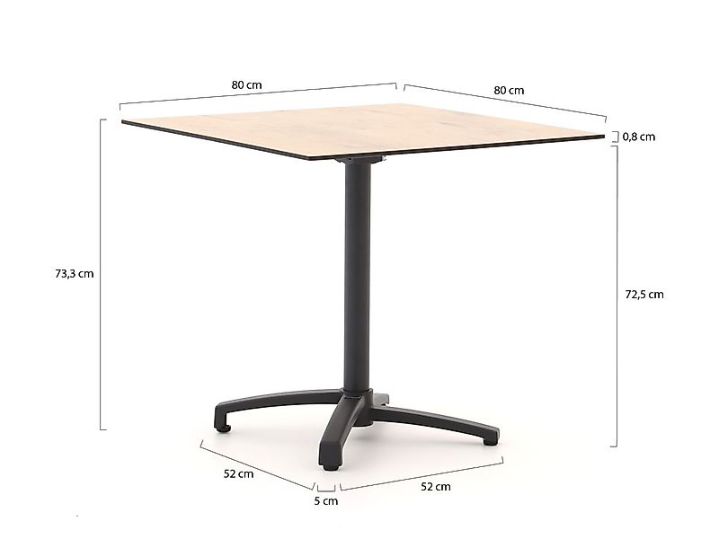 Bellagio Canzo Gartentisch klappbar 80x80x73 cm günstig online kaufen