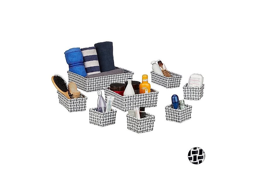 relaxdays Aufbewahrungskorb 8er Set, Weiss-grau günstig online kaufen