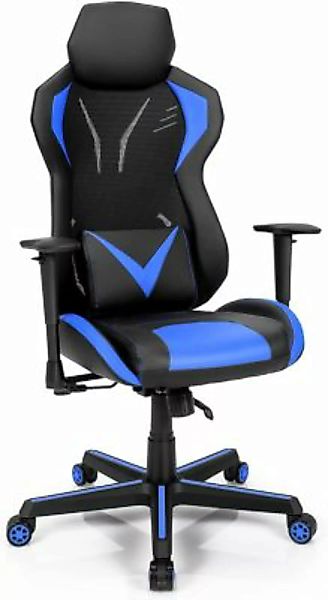 COSTWAY® Computerstuhl Gaming Stuhl mit Lendenkissen blau günstig online kaufen