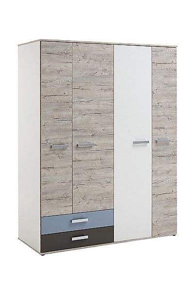 PREISBRECHER Kleiderschrank NONA 9 in Sandeiche Dekor-weiß-Lava-Denim günstig online kaufen