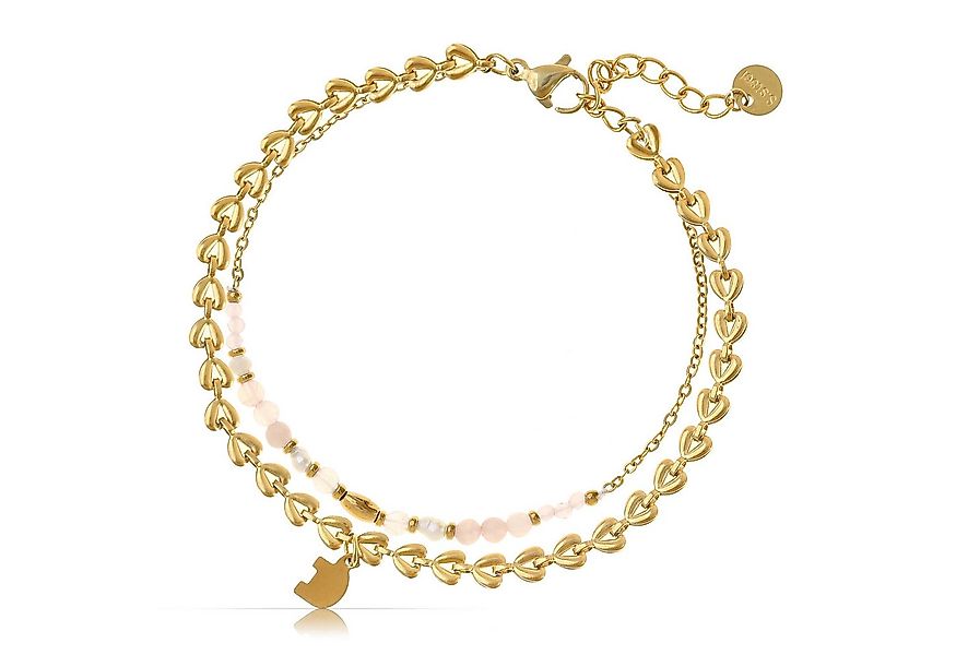 Made by Nami Armband Set Zweireihiges Damen Armband goldfarben Perlen Anhän günstig online kaufen