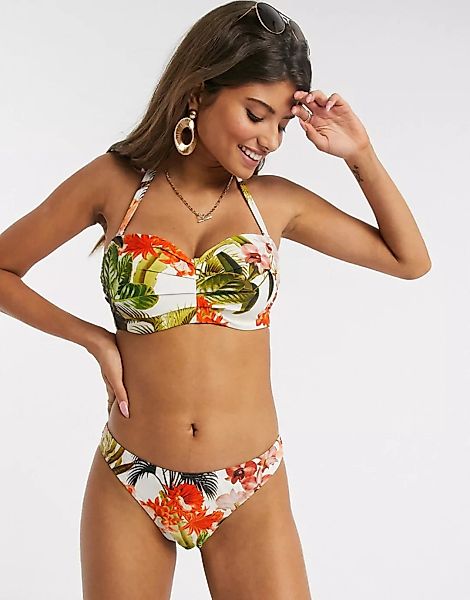 Figleaves – Bali – Bikinihose mit tropischem Muster-Mehrfarbig günstig online kaufen