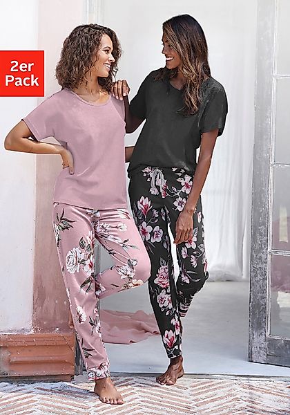 Vivance Dreams Pyjama, (4 tlg., 2 Stück), mit Blumendruck günstig online kaufen