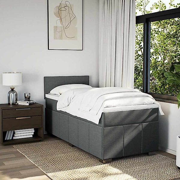 vidaXL Bett Boxspringbett mit Matratze Dunkelgrau günstig online kaufen
