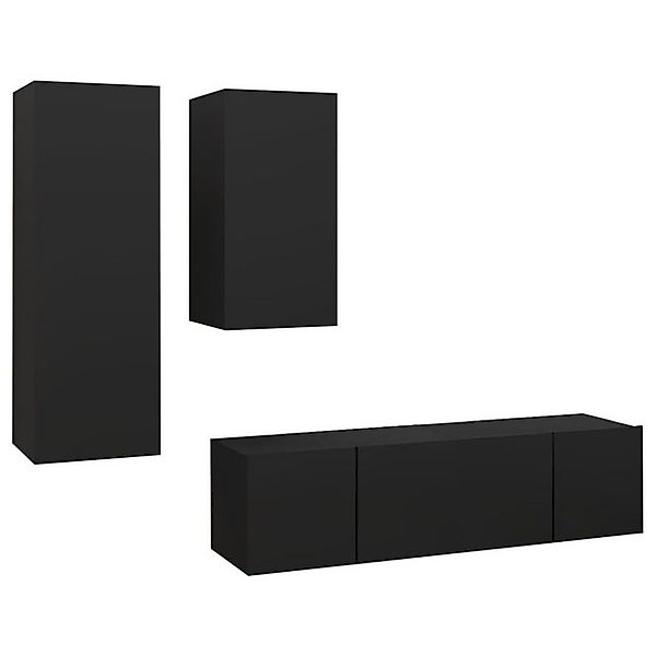 vidaXL TV-Schrank 4-tlg TV-Schrank-Set Schwarz Spanplatte günstig online kaufen