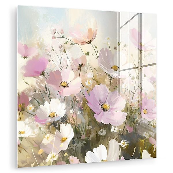 MuchoWow Acrylglasbild Blumenfeld - Helle Farbtöne günstig online kaufen