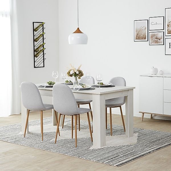 Homestyle4u Polsterstuhl Esszimmerstuhl Küche Leinen Grau günstig online kaufen