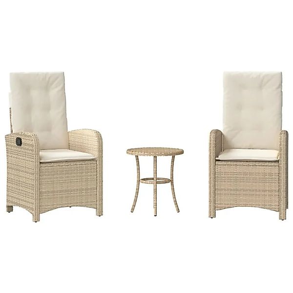 vidaXL 3-Tlg Bistro-Set mit Kissen Beige Poly Rattan 365180 günstig online kaufen