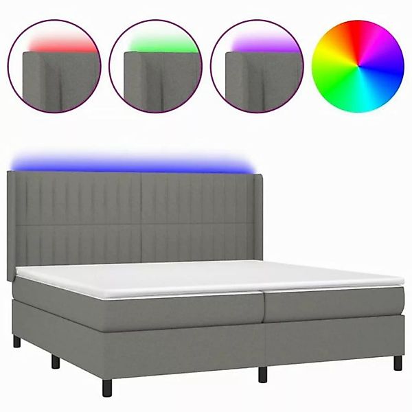 vidaXL Boxspringbett Boxspringbett mit Matratze LED Dunkelgrau 200x200 cm S günstig online kaufen