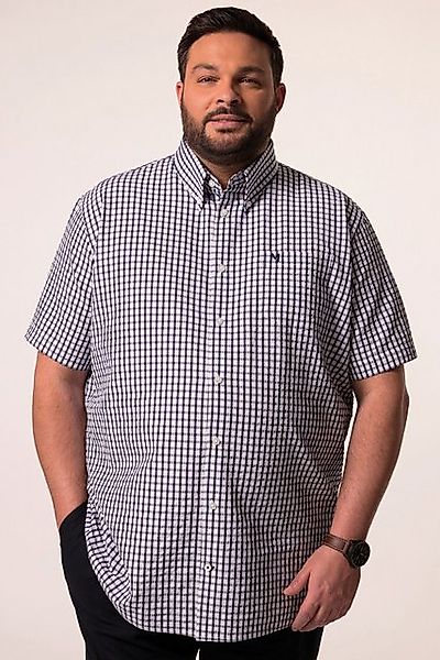 Men Plus Kurzarmhemd Men+ Karohemd Halbarm Seersucker Buttondown-Kragen günstig online kaufen