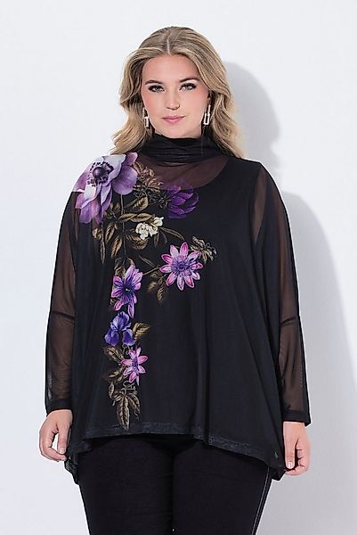 MIAMODA Longbluse Mesh-Bluse oversized Blumenmotiv blickdichtes Top günstig online kaufen