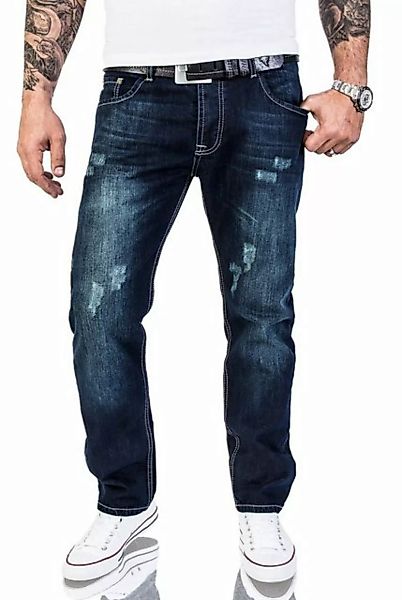 Rock Creek Straight-Jeans Herren Jeans Stonewashed Blau RC-2063 günstig online kaufen