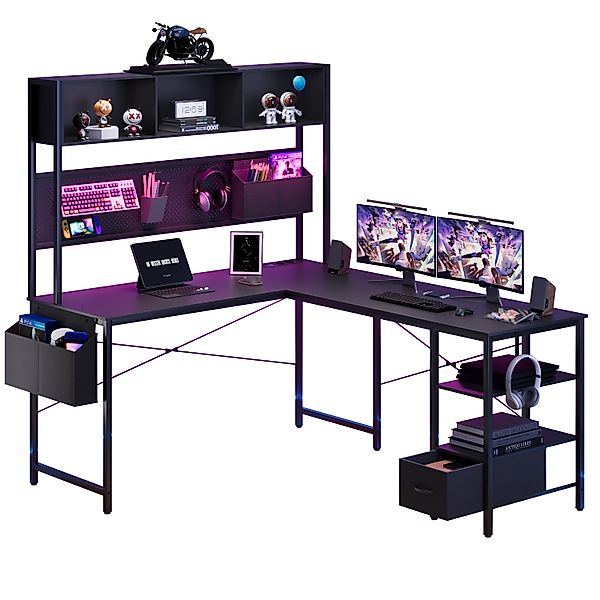 Dowinx Eckschreibtisch L-förmige Schreibtisch, LED Gaming günstig online kaufen