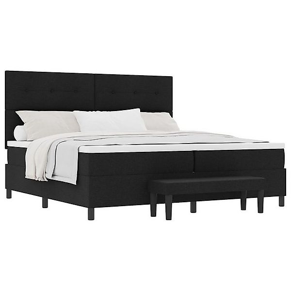 vidaXL Bett Boxspringbett mit Matratze & Bank Schwarz 200x200 cm Stoff (2-t günstig online kaufen