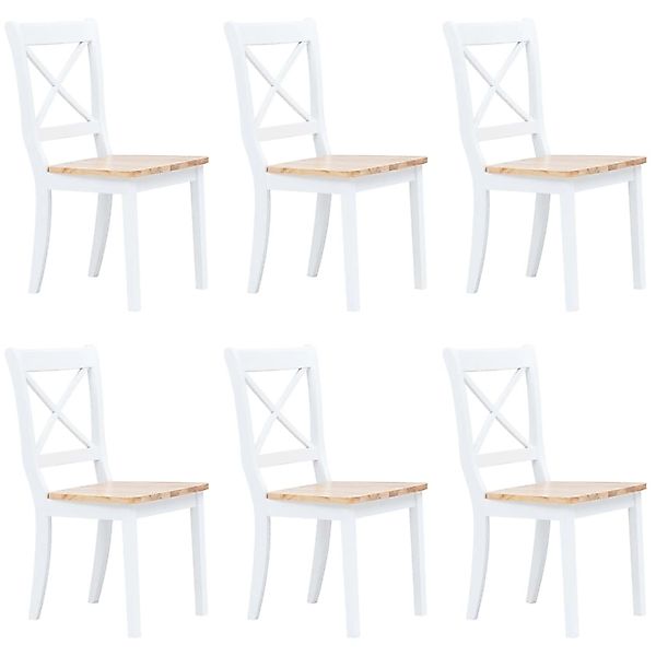 vidaXL Esszimmerstühle 6 Stk Weiß Helles Gummibaumholz 277544 günstig online kaufen