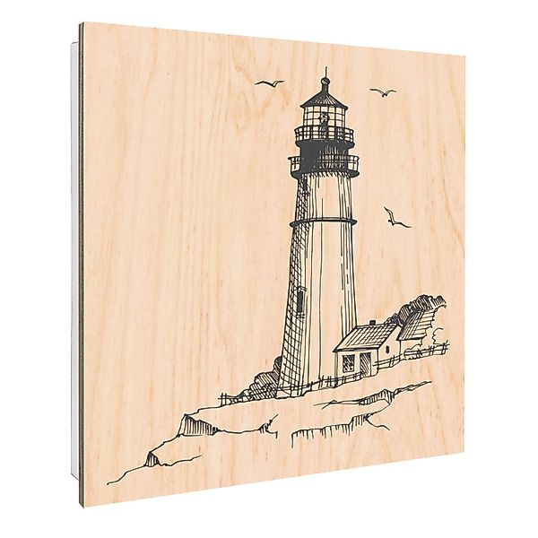 Banjado Schlüsselkasten mit Holzfront 30x30cm Weiß Scharnier Links 50 Haken günstig online kaufen