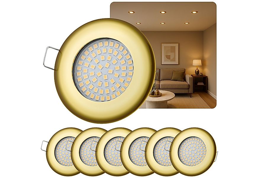 Sweet LED LED Einbaustrahler 6er Set LED Einbauspots Flach rund 3,5W gold 2 günstig online kaufen