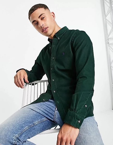 Polo Ralph Lauren – Schmal geschnittenes Oxford-Hemd in Grün mit Markenlogo günstig online kaufen