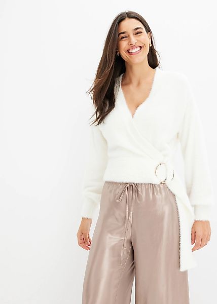 bonprix Wickelpullover aus Polyamid, Viskose und Polyester, schmale Passfor günstig online kaufen