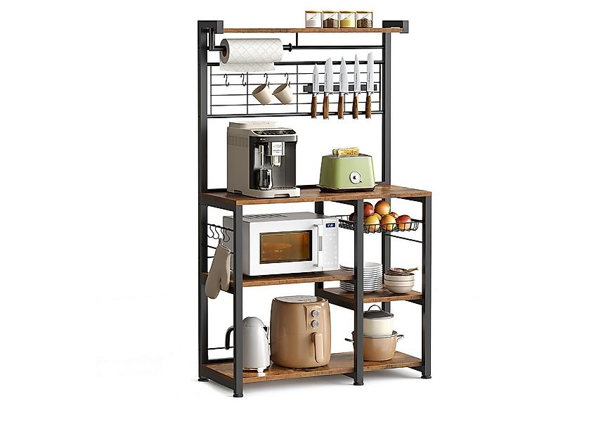 VASAGLE Standregal, Küchenregal, mit Magnetleiste für Messer, Drahtkorb, Ro günstig online kaufen