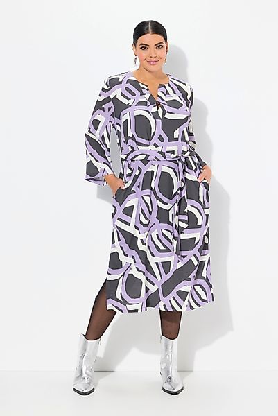 Ulla Popken Midikleid Kleid Tunika-Ausschnitt 3/4-Arm günstig online kaufen