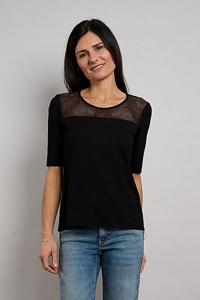 Seidel Moden Rundhalsshirt mit transparenten Lochmuster vorne - MADE IN GER günstig online kaufen