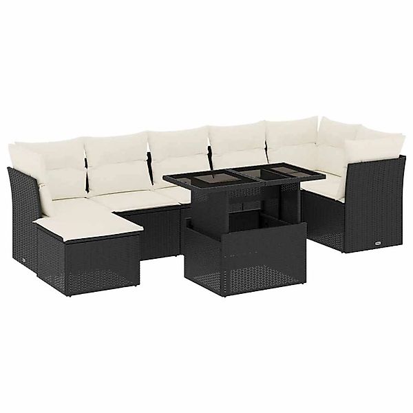 vidaXL 8-Tlg Garten-Sofagarnitur mit Kissen Schwarz Poly Rattan 3266746 günstig online kaufen