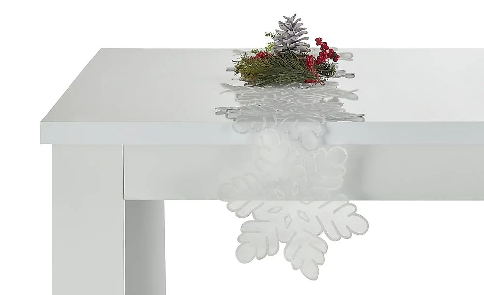 Tischläufer  Schneeflocke ¦ grau ¦ Synthetik ¦ Maße (cm): B: 25 Weihnachten günstig online kaufen