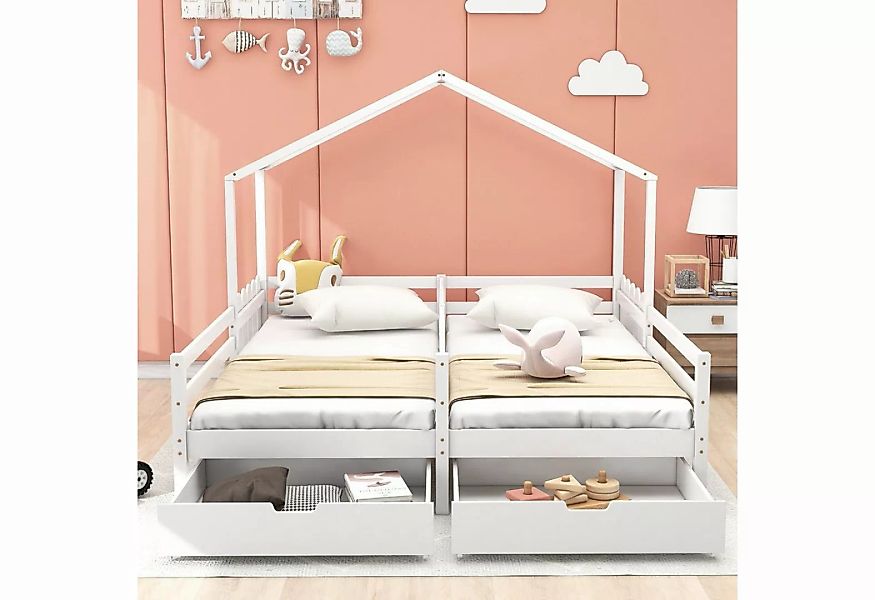 Celya Kinderbett Doppelbett, Kinderbett, Familienbett mit 2 MDF Schubladen günstig online kaufen