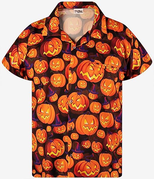King Kameha Hawaiihemd Halloween Pumpkin Allover Hawaii-Hemd Kurzarm Front- günstig online kaufen