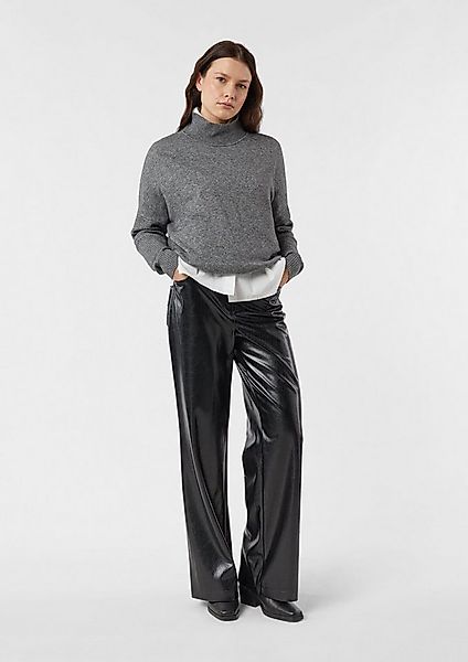 comma Chinos Hose Wide-Leg-Hose aus Kunstleder günstig online kaufen