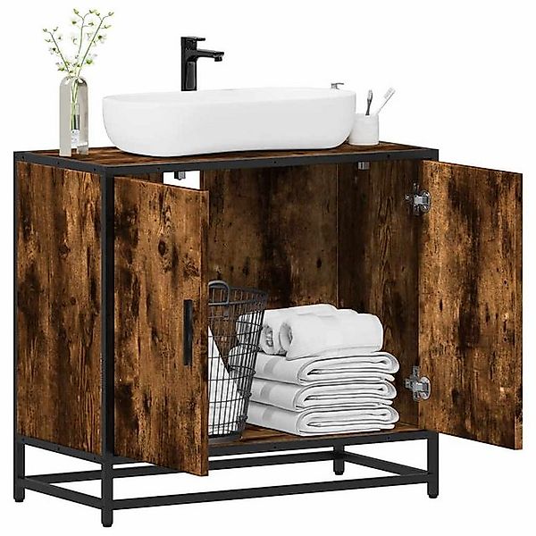vidaXL Badezimmer-Set Waschbeckenunterschrank Räuchereiche 65x33x60 cm günstig online kaufen