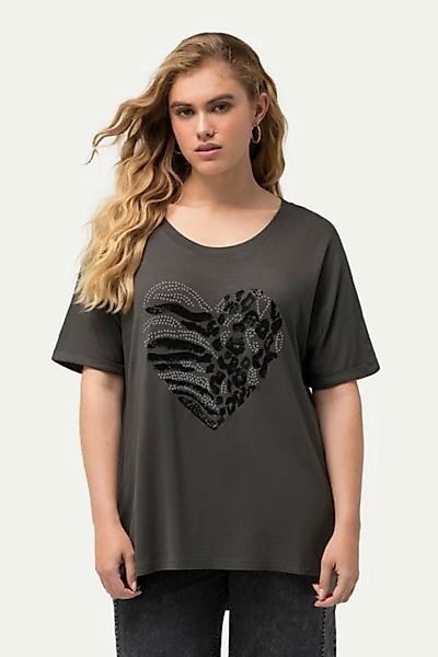 Ulla Popken Rundhalsshirt T-Shirt Herz Oversized Rundhals Halbarm günstig online kaufen