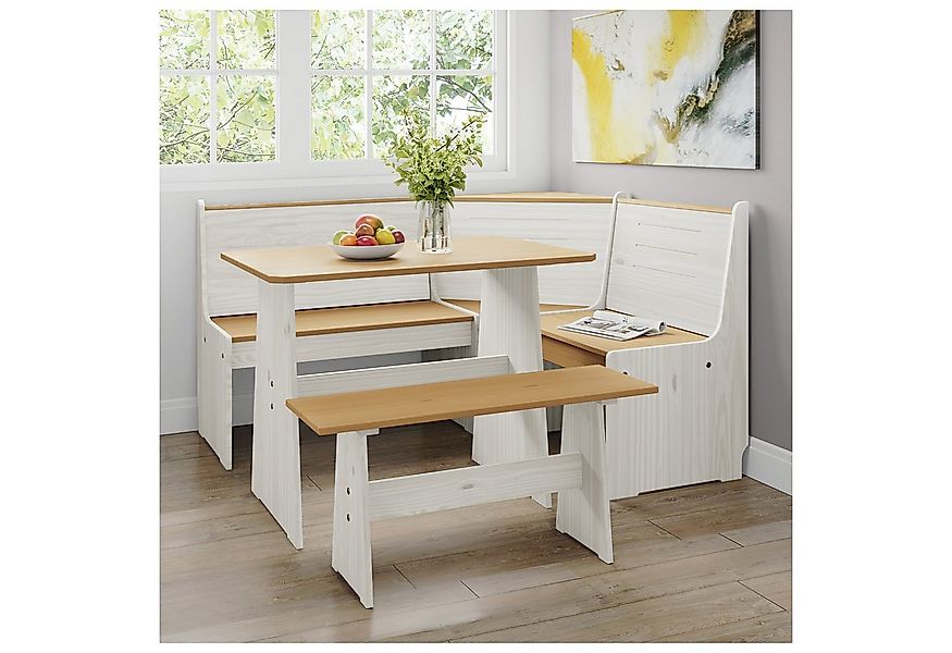 HTI-Living Eckbankgruppe Sitzgruppe 3-teilig Marija Weiß, (Set, 3-tlg), Ess günstig online kaufen