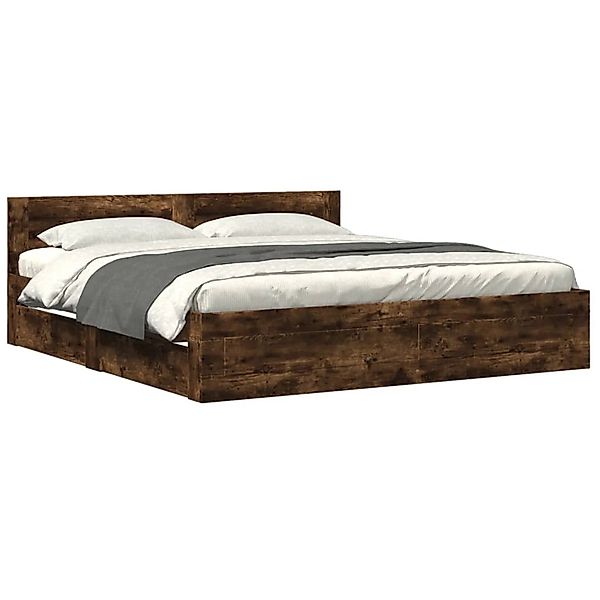 vidaXL Bettgestell mit Kopfteil Räuchereiche 180x200 cm Holzwerkstoff210020 günstig online kaufen