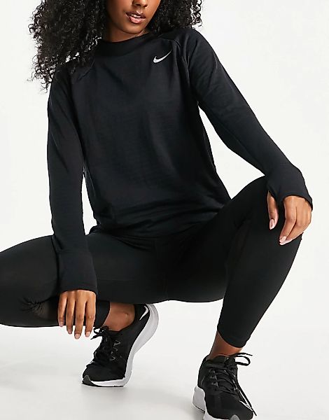 Nike Running – Therma-FIT Element – Oberteil in Schwarz mit Rundhalsausschn günstig online kaufen
