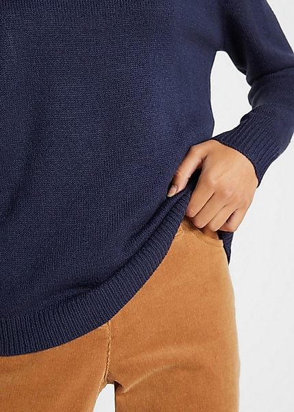 bonprix Strickpullover aus Polyacryl, mit Rundhals-Ausschnitt, lässige Pass günstig online kaufen