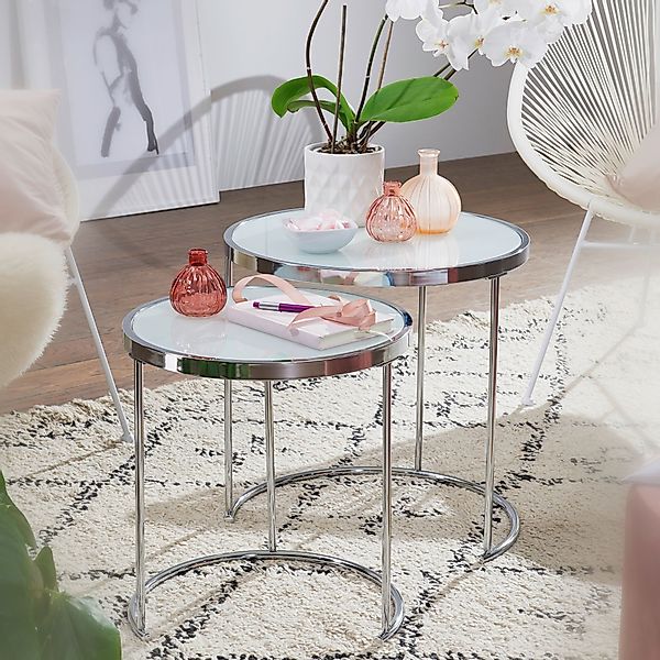 FINEBUY Beistelltisch Beistelltisch 2tlg Rund Wohnzimmertisch günstig online kaufen
