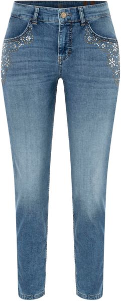 MAC Slim-fit-Jeans "RICH SLIM 7/8 flower" mit Schmucksteinen günstig online kaufen