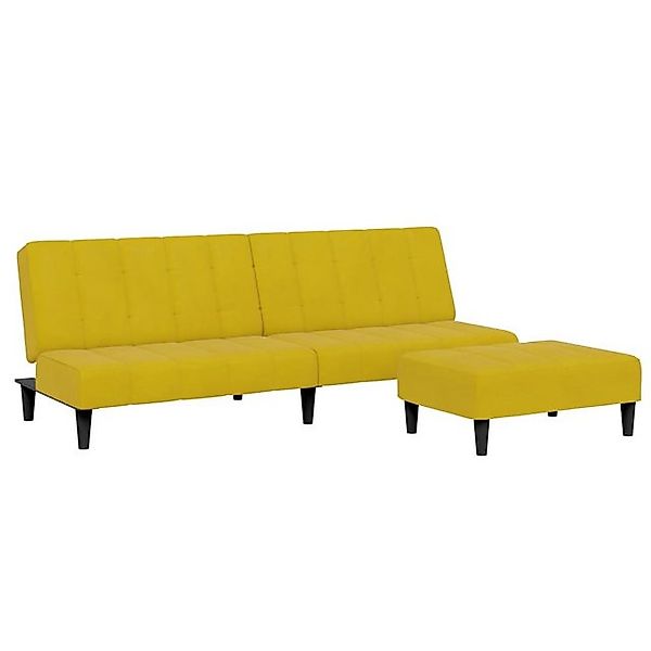 vidaXL Sofa Schlafsofa 2-Sitzer mit Fußhocker Gelb Samt günstig online kaufen