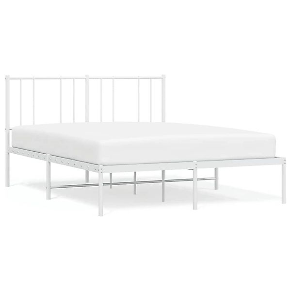 vidaXL Bettgestell mit Kopfteil Metall Weiß 150x200 cm 352531 günstig online kaufen