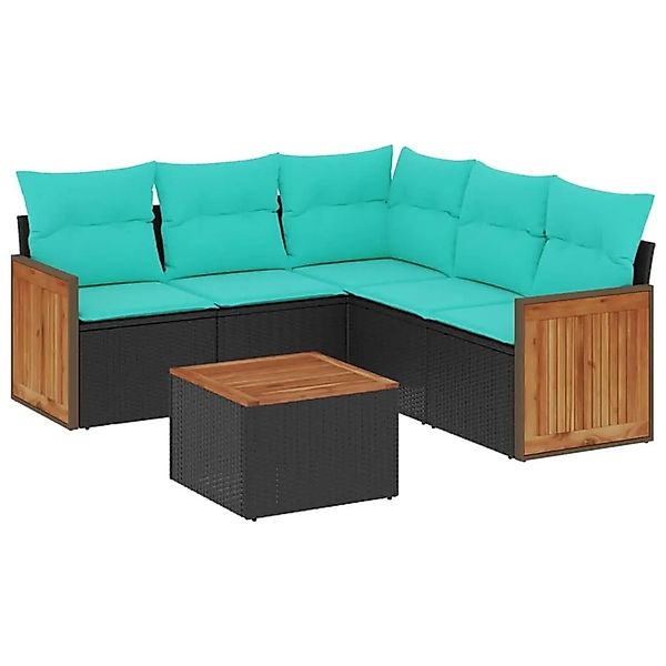 vidaXL 6-Tlg Gartensofa-Set mit Kissen Schwarz Polyrattan 3227646 günstig online kaufen