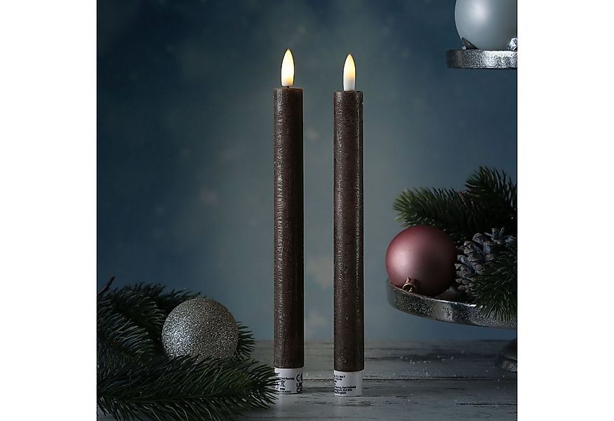 MARELIDA LED-Kerze LED Stabkerzen Tafelkerzen Dinner Spitzkerzen rustikal 2 günstig online kaufen