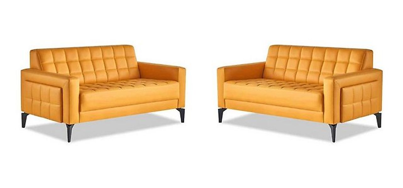JVmoebel 2-Sitzer Sofas 2-Sitzer Chesterfield Gelb Modern Ledersofas Sofa-S günstig online kaufen