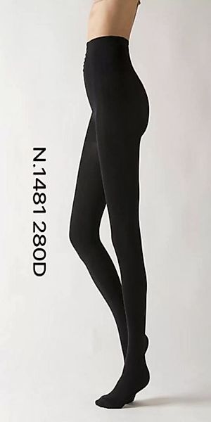 COFI 1453 Leggings Damen Strumpfhose 280 Den Baumwollzwickel Schwarz günstig online kaufen